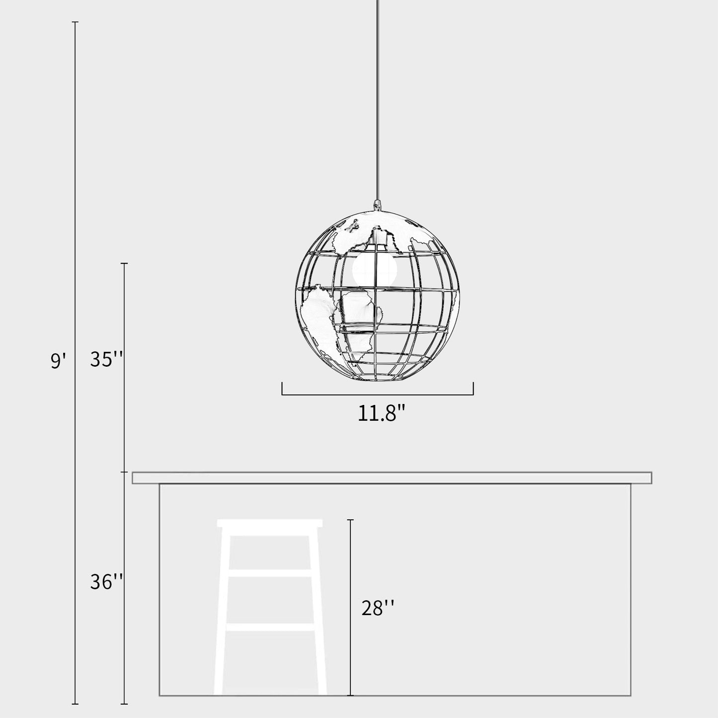 Earth Globe Pendant Lamp